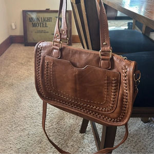 Madison West Brown Saddle-style Handbag